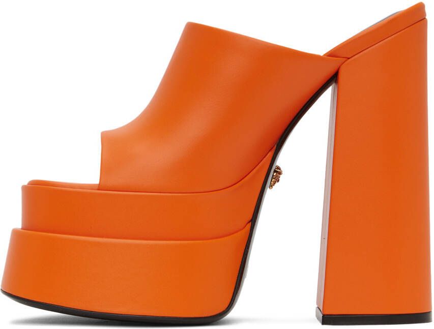 Versace Orange Aevitas Platform Heels
