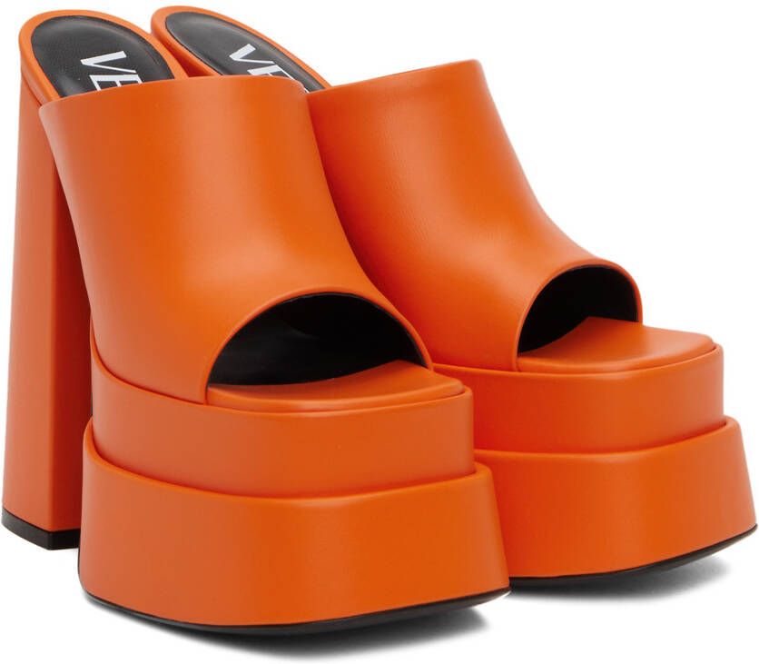 Versace Orange Aevitas Platform Heels