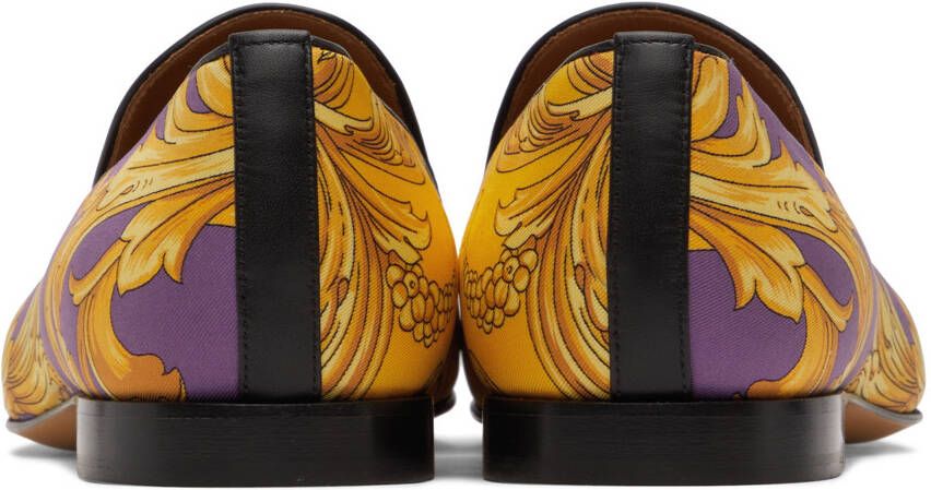 Versace Purple & Gold Barocco Goddess Slippers