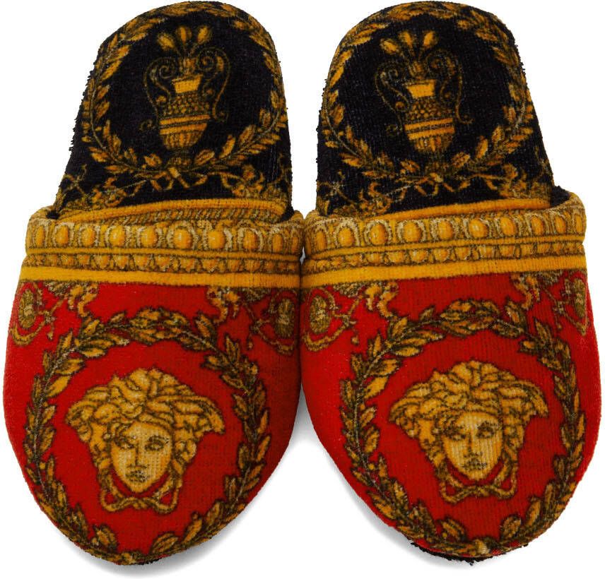 Versace Red & Black I Heart Baroque Slippers