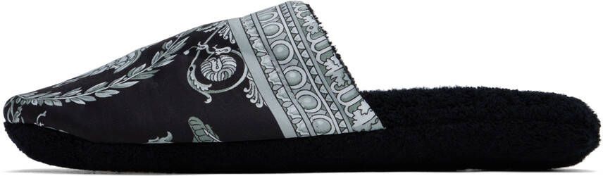 Versace Underwear Black Baroque Slippers