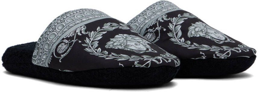 Versace Underwear Black Baroque Slippers