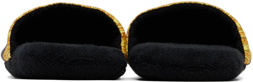 Versace Underwear Black Baroque Slippers