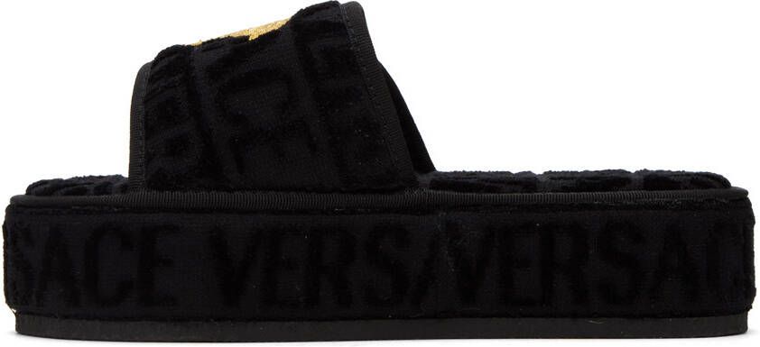 Versace Underwear Black Medusa Slippers