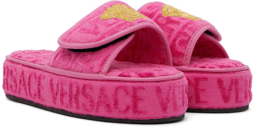 Versace Underwear Pink Medusa Platform Slippers