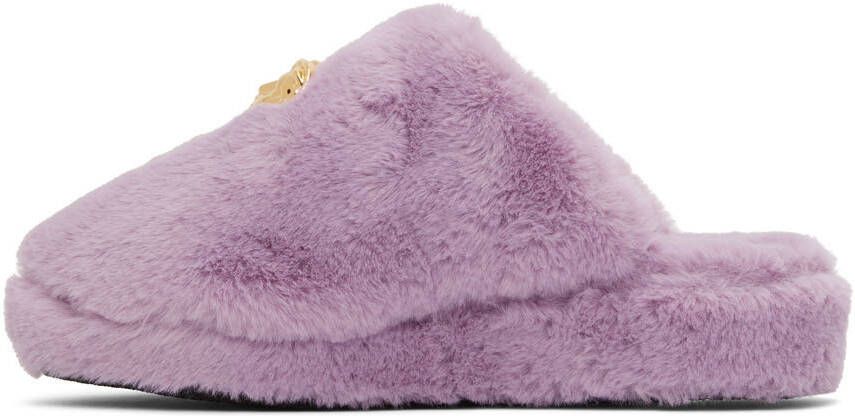 Versace Underwear Purple Faux-Fur 'La Medusa' Slippers