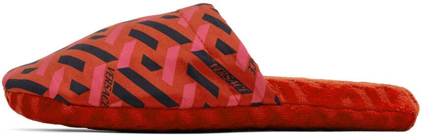 Versace Underwear Red Greca Slippers