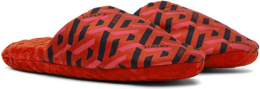 Versace Underwear Red Greca Slippers