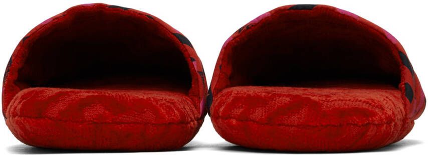 Versace Underwear Red 'La Greca' Slippers