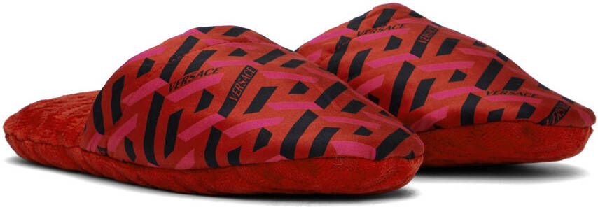 Versace Underwear Red 'La Greca' Slippers