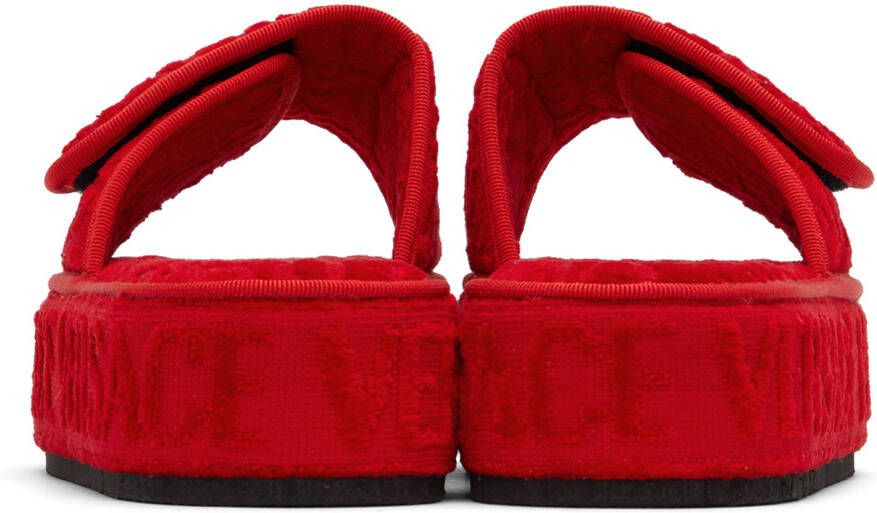 Versace Underwear Red Medusa Platform Slippers
