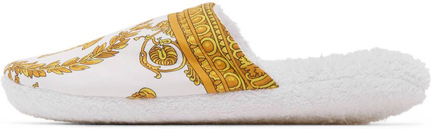 Versace Underwear White Baroque Slippers