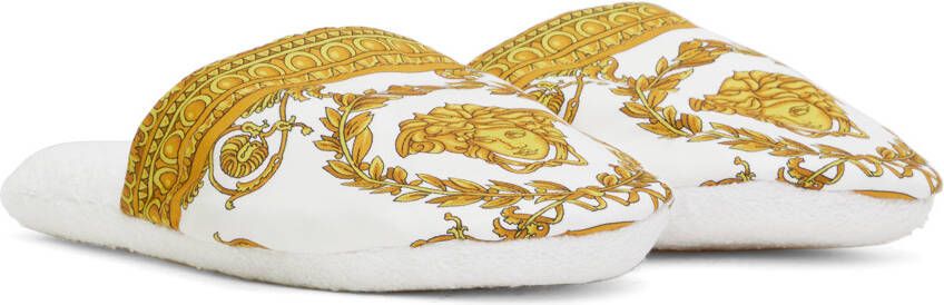 Versace Underwear White Baroque Slippers