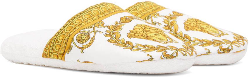 Versace Underwear White Baroque Slippers