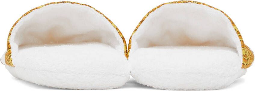 Versace Underwear White Baroque Slippers