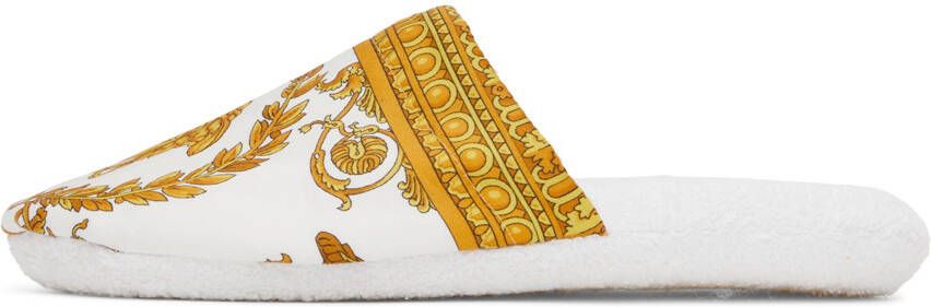 Versace Underwear White Baroque Slippers