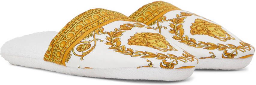 Versace Underwear White Baroque Slippers