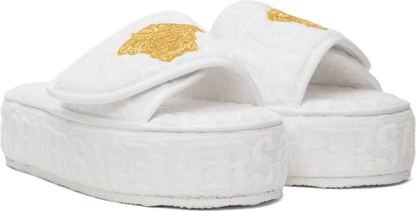 Versace Underwear White Medusa Platform Slippers