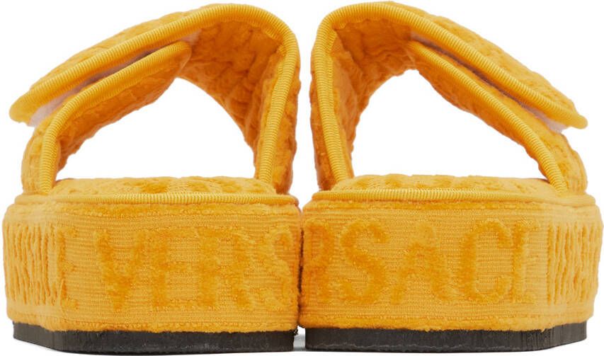 Versace Underwear Yellow Medusa Embroidered Slippers