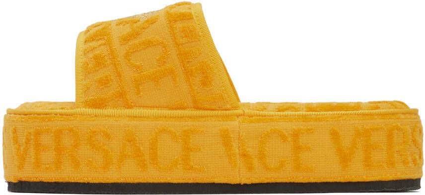 Versace Underwear Yellow Medusa Embroidered Slippers