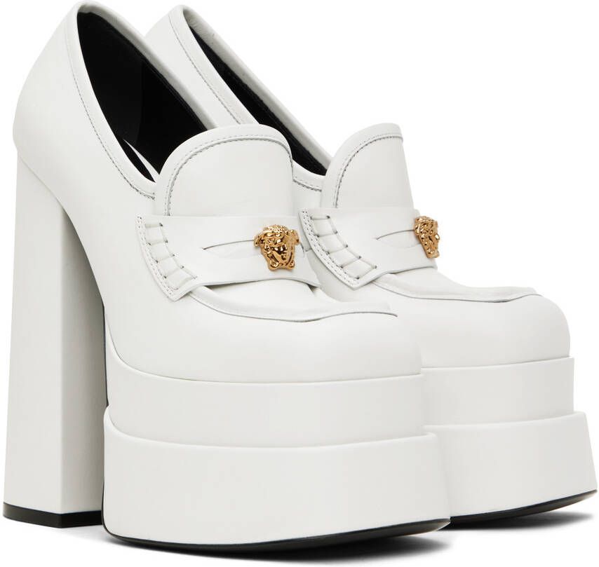 Versace White Aevitas Platform Loafers