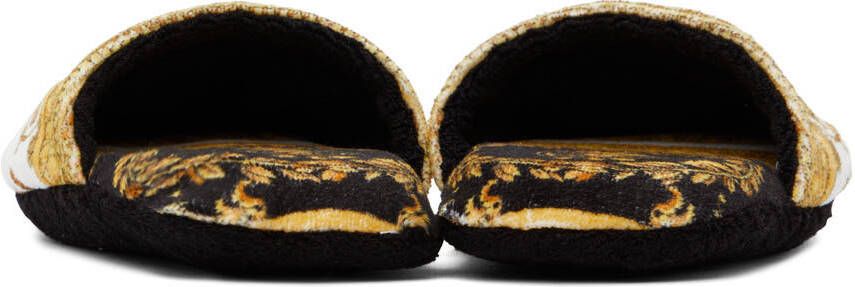 Versace White & Black Baroque Slippers