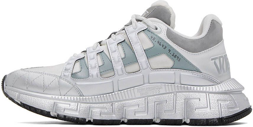 Versace White & Silver Trigreca Sneakers