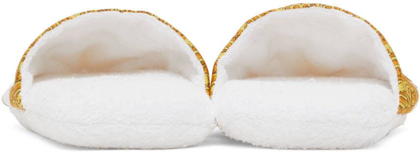 Versace White Baroque Slippers