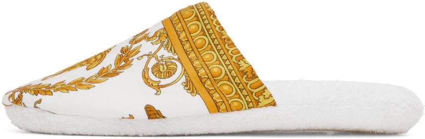 Versace White Baroque Slippers