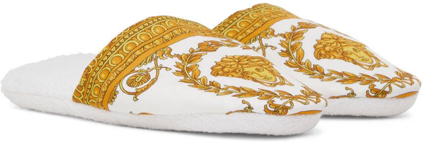 Versace White Baroque Slippers