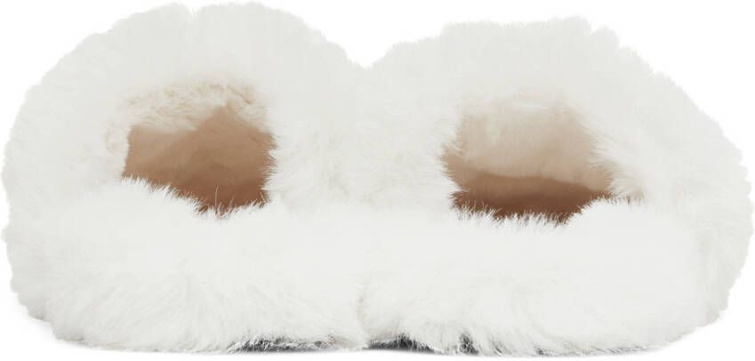 Versace White Faux-Fur Palazzo Slippers