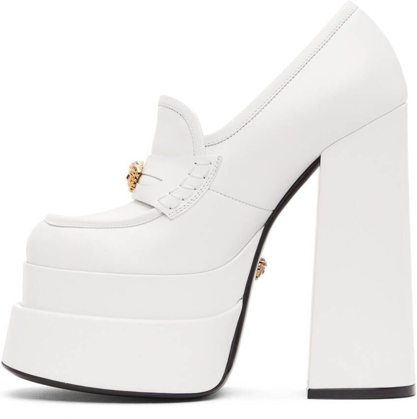 Versace White Intrico Platform Heels
