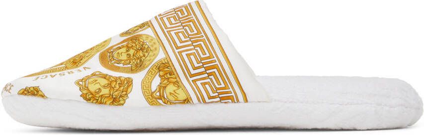 Versace White Medusa Slippers