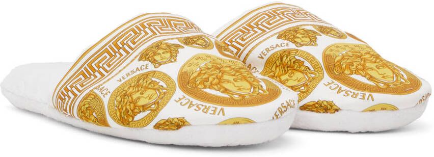 Versace White Medusa Slippers