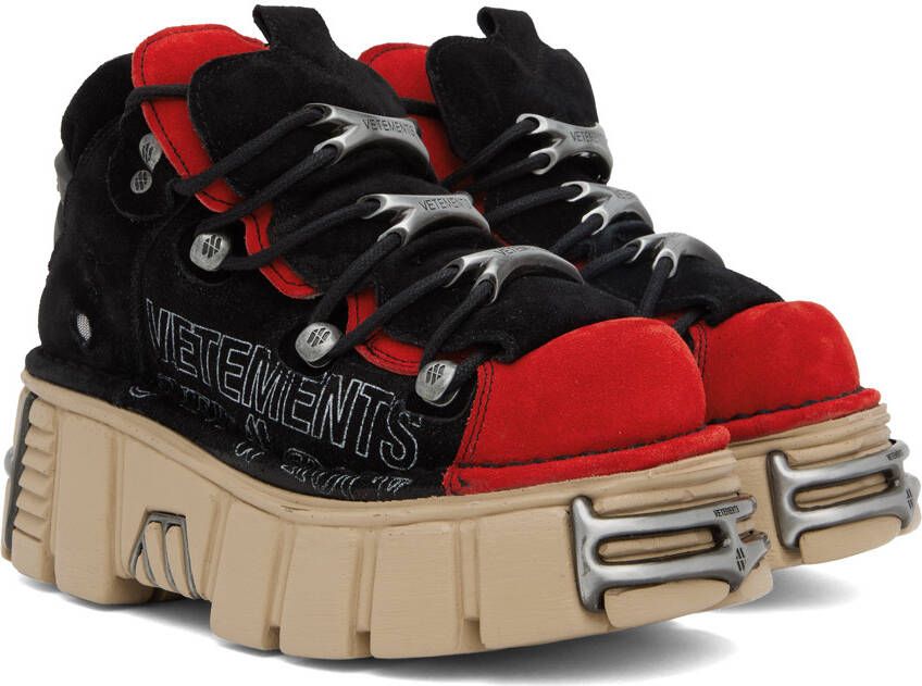 VETEMENTS Black & Red New Rock Edition Platform Sneakers