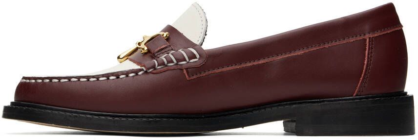 VINNY s Burgundy & White Luxe Mocassin Snaffle Loafers