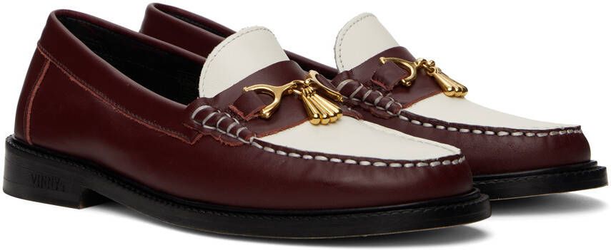 VINNY s Burgundy & White Luxe Mocassin Snaffle Loafers