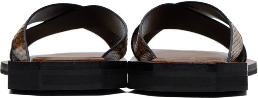 Wales Bonner Brown Snake-Embossed Sandals