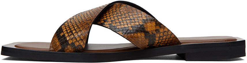 Wales Bonner Brown Snake-Embossed Sandals