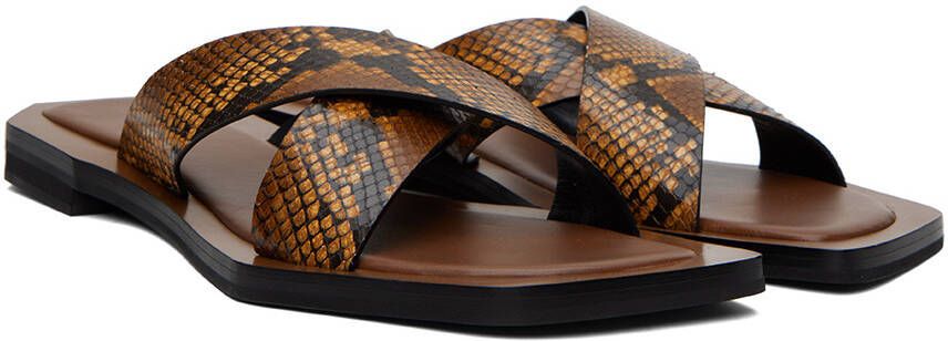 Wales Bonner Brown Snake-Embossed Sandals