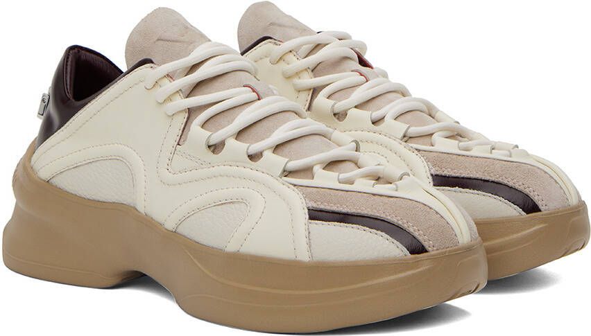 Wooyoungmi White & Brown Low Sneakers