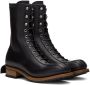 Youths in Balaclava Black Leather Lace-Up Boots - Thumbnail 4