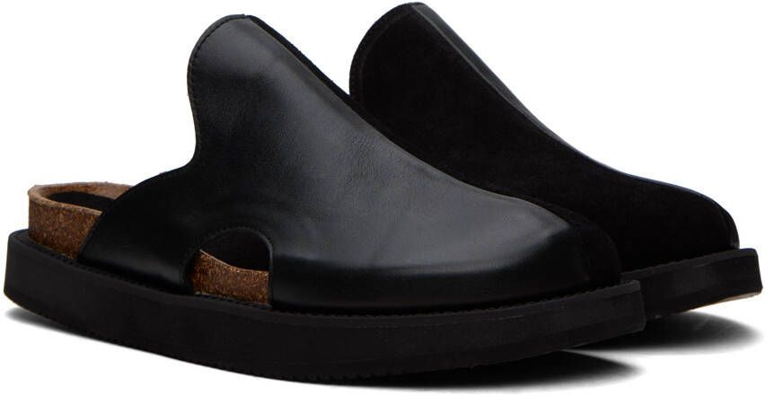 Y's Black Paneled Sandals