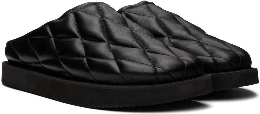 Y's Black Quilted Leather Slippers