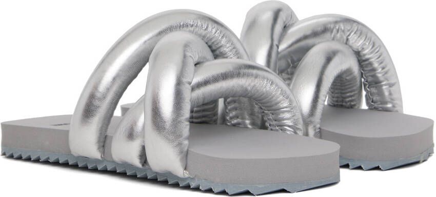 YUME Silver Tyre Faux-Leather Slides