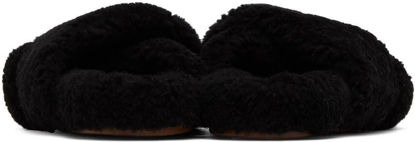 Yves Salomon Black Shearling Slippers