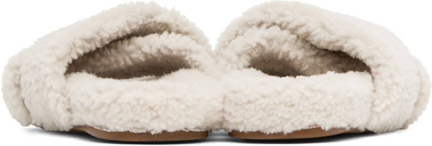 Yves Salomon Off-White Shearling Slippers