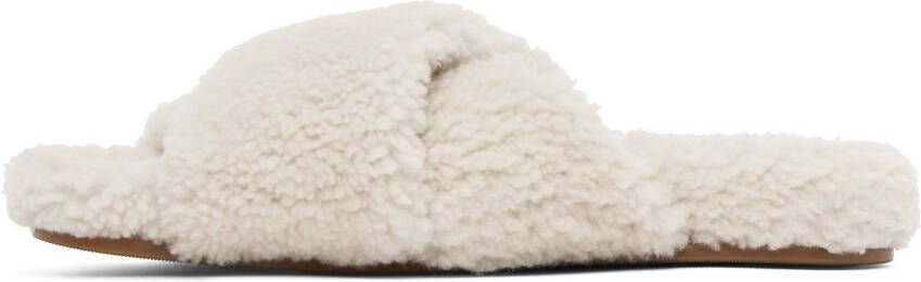 Yves Salomon Off-White Shearling Slippers