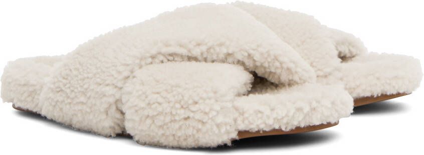 Yves Salomon Off-White Shearling Slippers