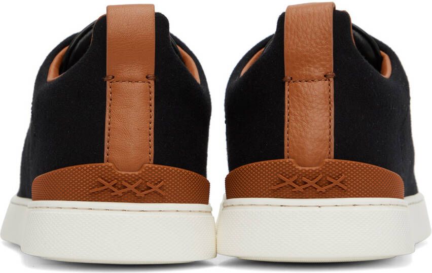 ZEGNA Black & Brown Triple Stitch Sneakers